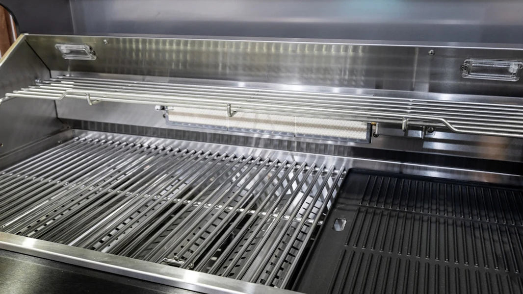 Aspire Stainless Steel 6 Burner BBQ on cabinet