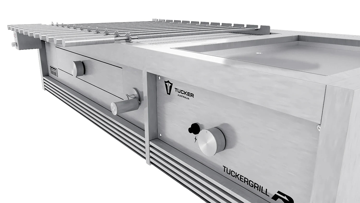 Tucker Charcoal Deluxe Pro Built-In BBQ Plus Wok Burner with Hinged Flat Lid