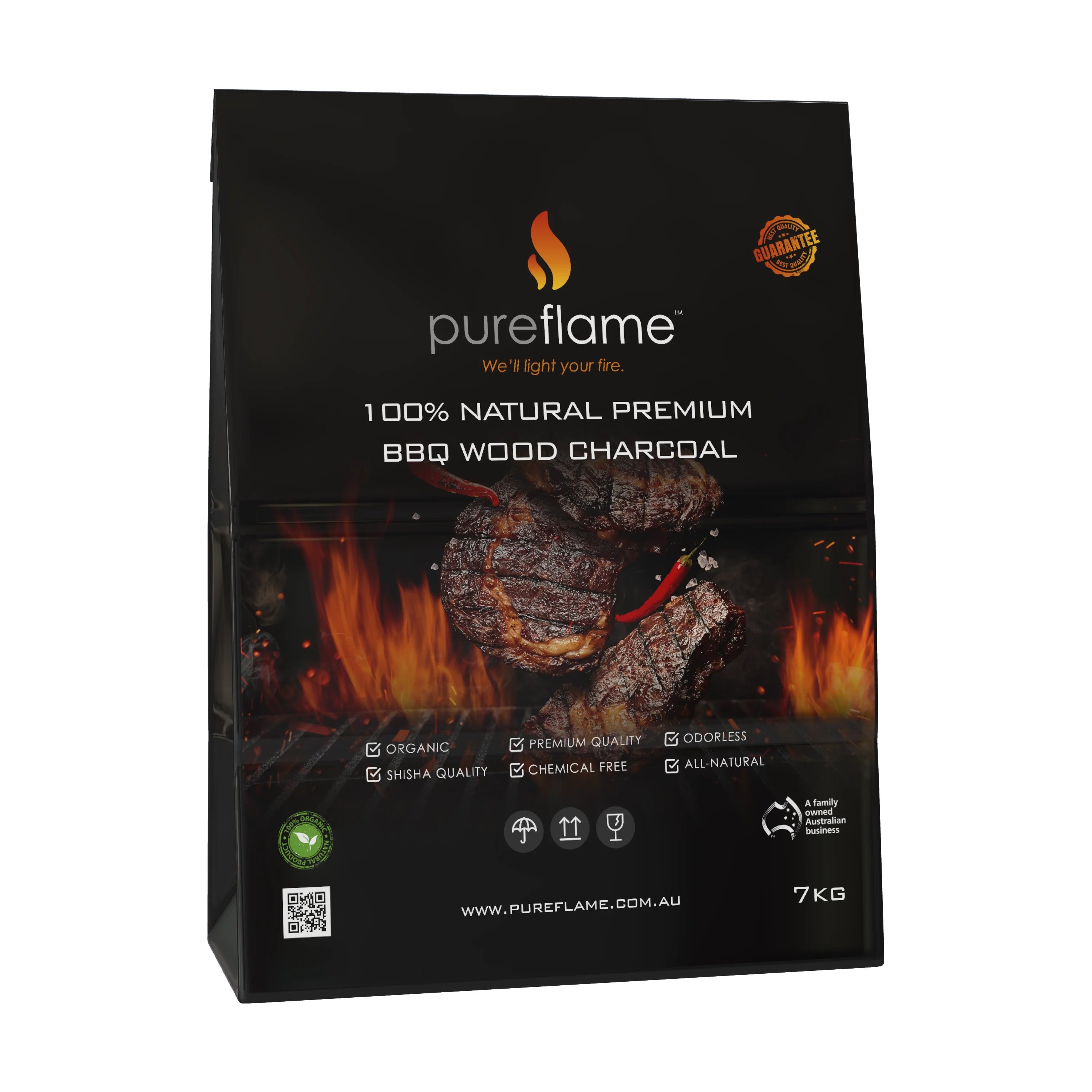 Pure Flame Premium BBQ Charcoal - 7kg Bag
