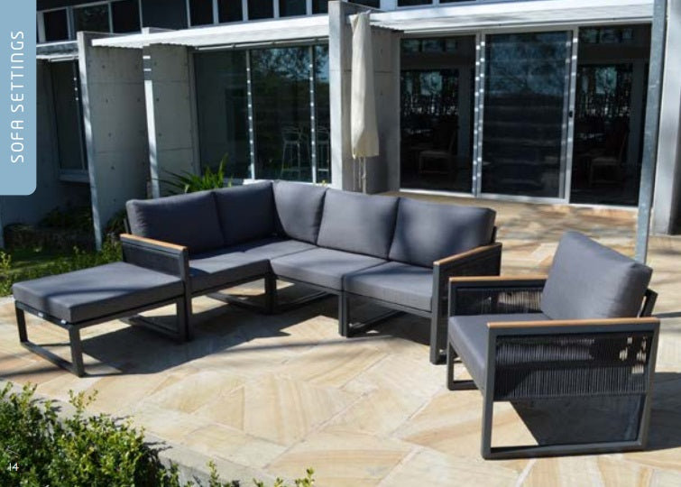 Shelta Ocean 6 Piece Corner Modular with Coffee Table and Ottoman