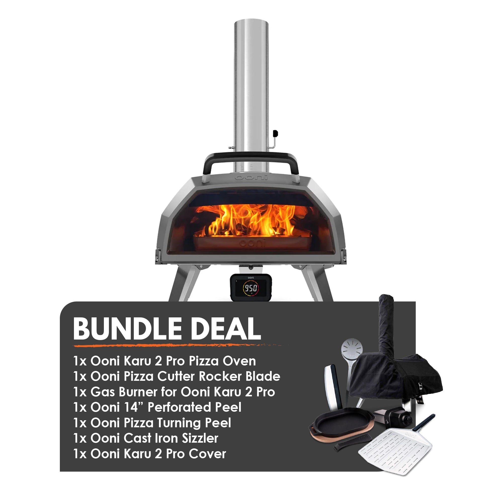 Ooni Karu 2 Pro Multi Fuel Pizza Oven Starter Bundle
