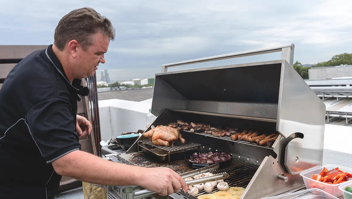 Tucker Charcoal Deluxe Pro Built-In BBQ Plus Wok Burner with Hinged Flat Lid