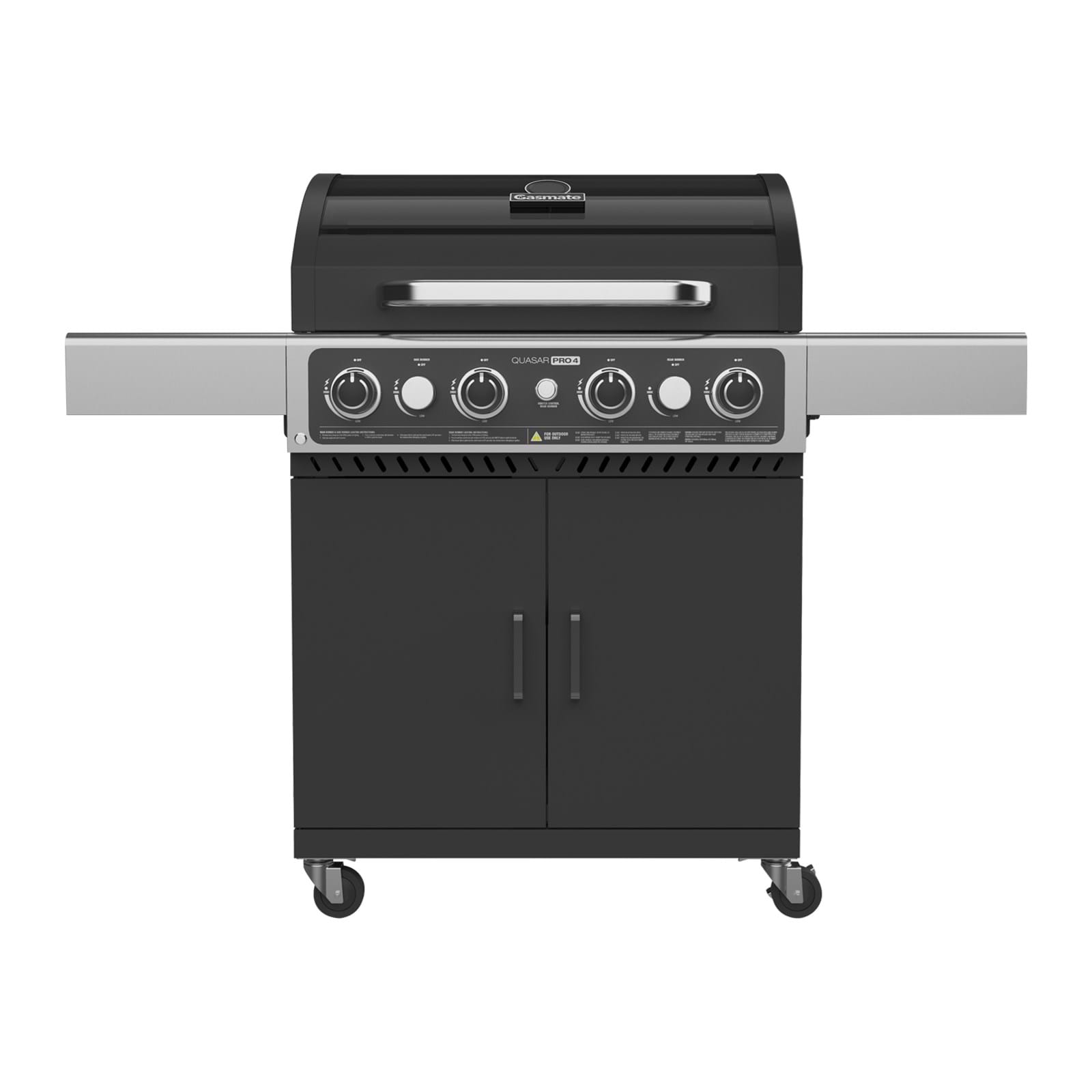 Gasmate Quasar Pro 4 Burner Trolley BBQ with Window in Hood & Side Burner