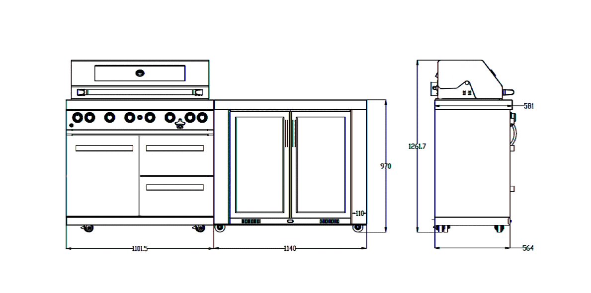 Everdure Neo Black Outdoor Kitchen With BBQ and Fridge (Option 1)