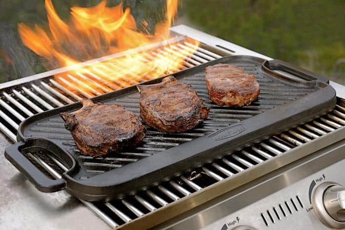 Man Law Cast Iron Double Sided Griddle, BBQ Accessories, Man Law Premium BBQ Tools