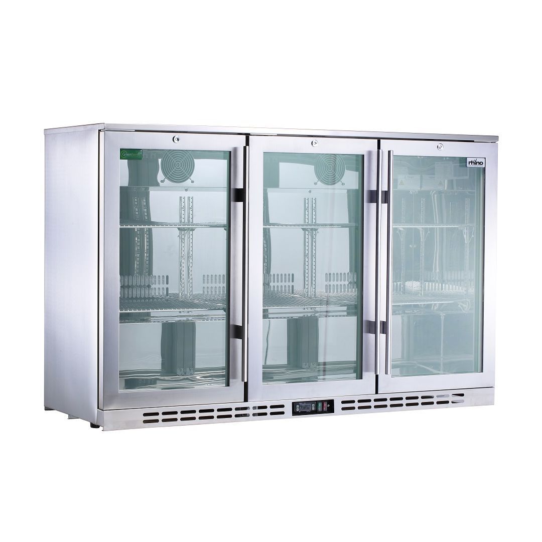 Rhino Stainless Steel 3 Door Heated Glass Bar Fridge, , Rhino