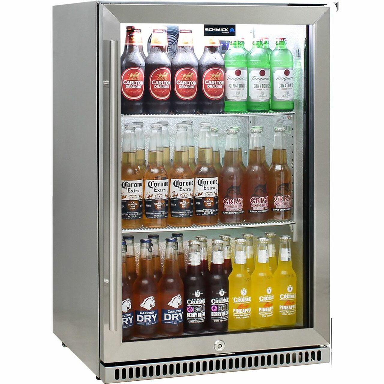 Schmick 118 Litre Heated Glass Single Door 304 Stainless Steel Bar Fridge with Right Hinge - SK118R-SS