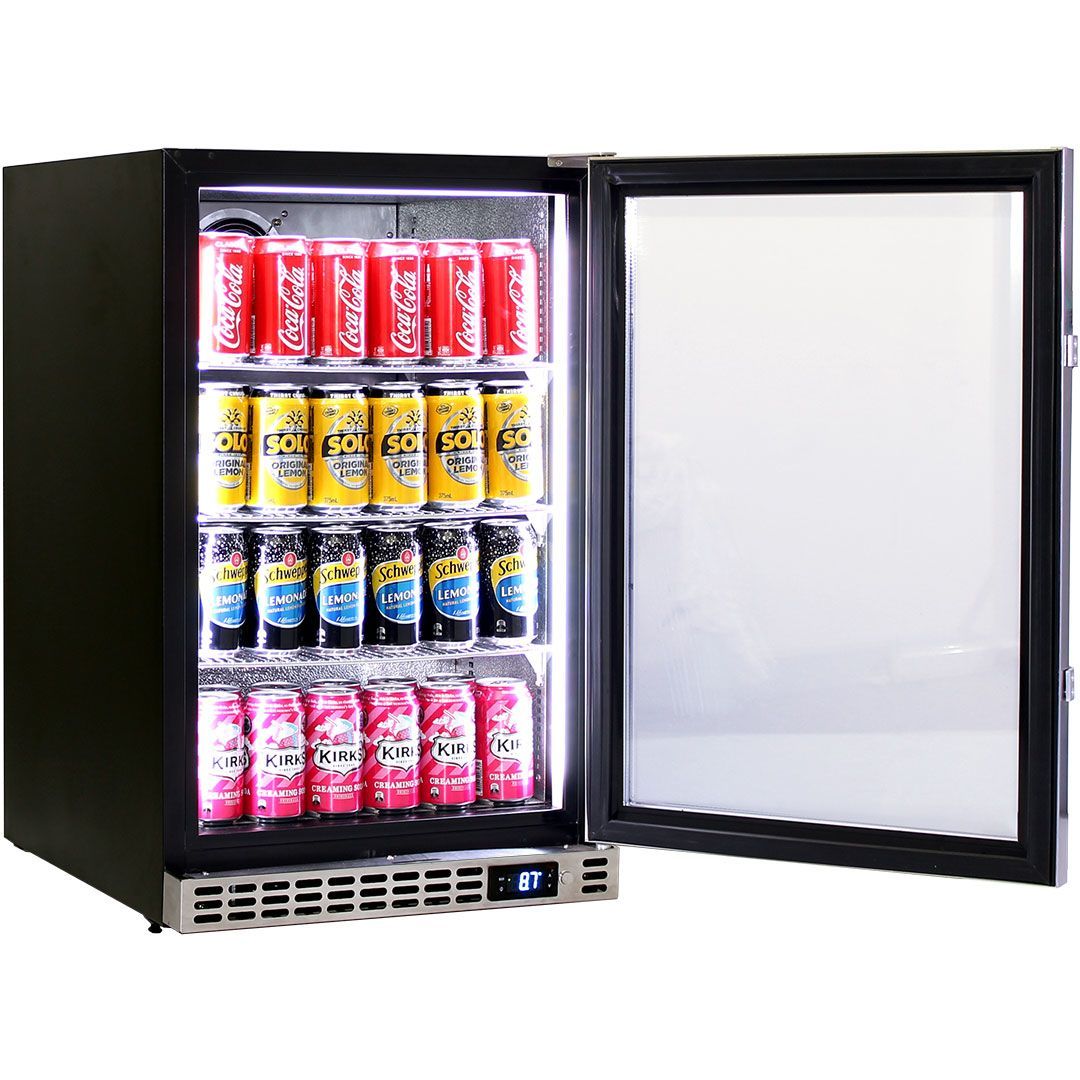 Schmick 105 Litre Single Heated Glass Door Stainless Steel Under Bench Bar Fridge - SK116-HD