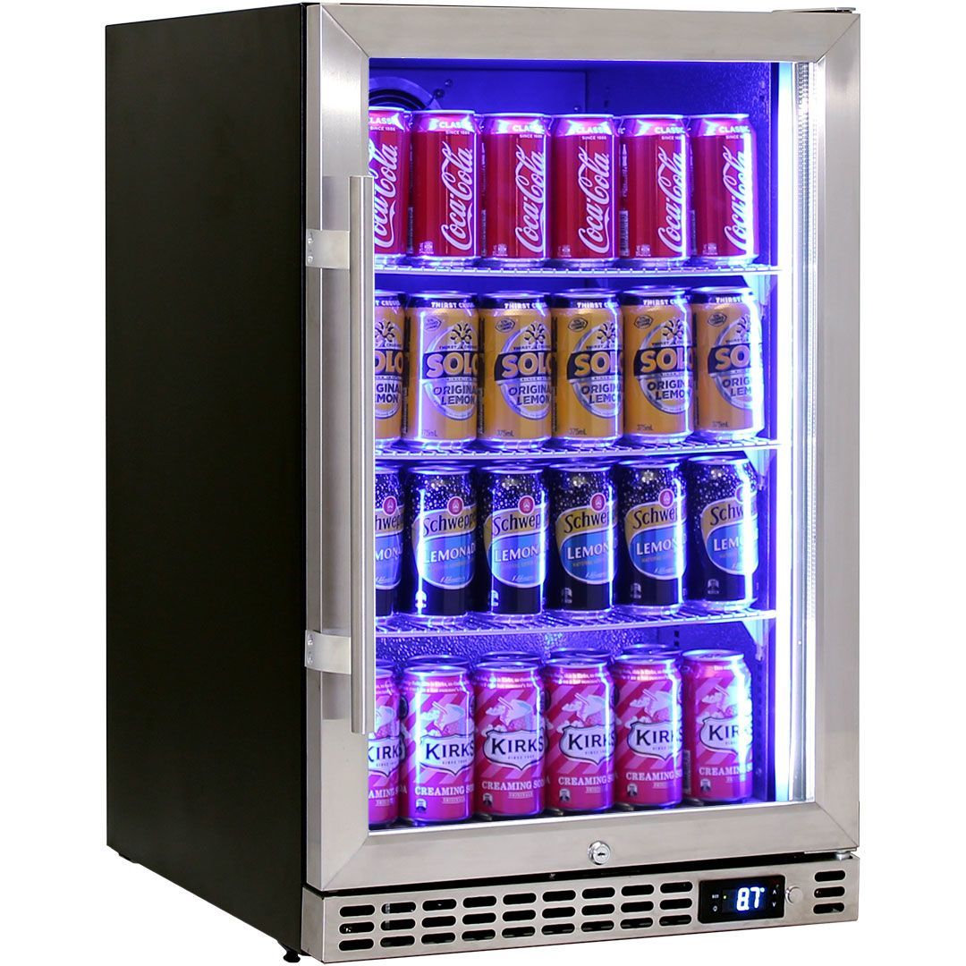 Schmick 105 Litre Single Heated Glass Door Stainless Steel Under Bench Bar Fridge - SK116-HD