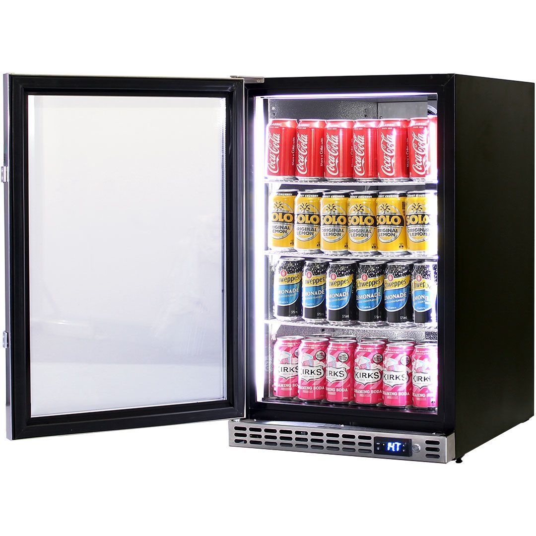 Schmick 105L Stainless Steel Single Door Under Bench Heated Glass Door Bar Fridge