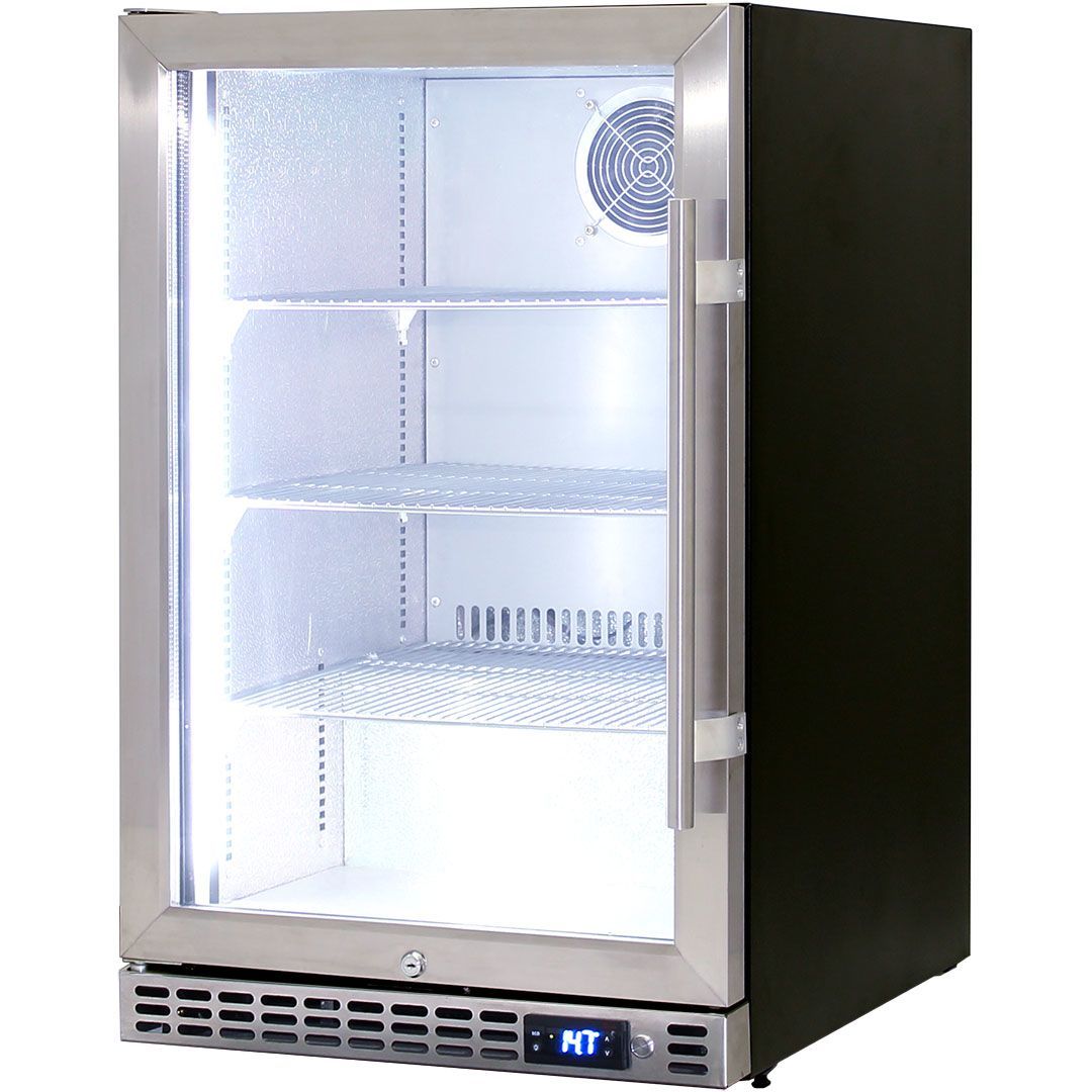 Schmick 105L Stainless Steel Single Door Under Bench Heated Glass Door Bar Fridge