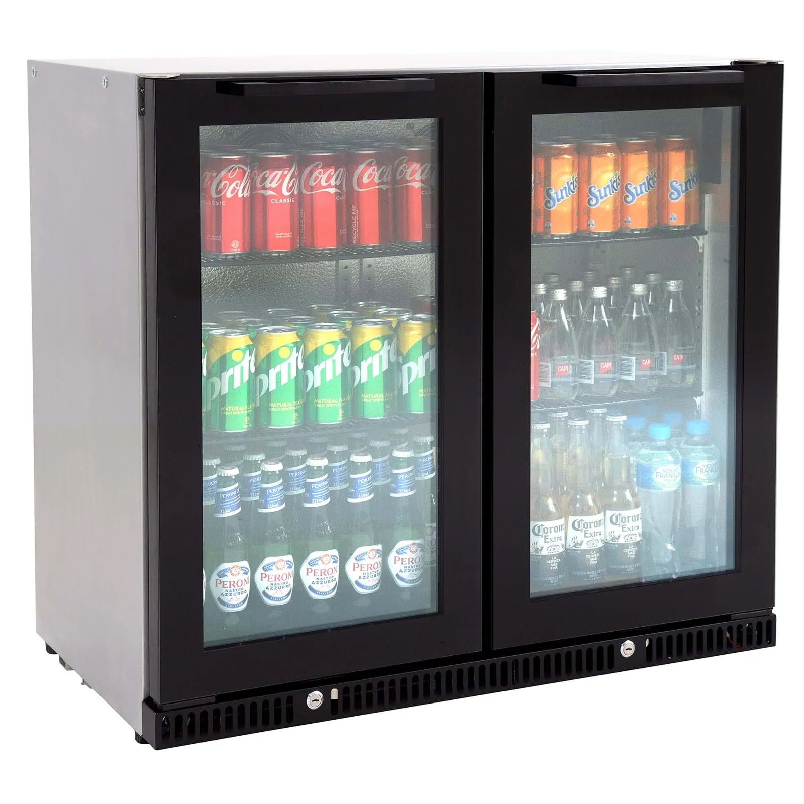 Gasmate 187 Litre Premium Double Glass Door Bar Fridge with Aluminium Interior - BFR2080