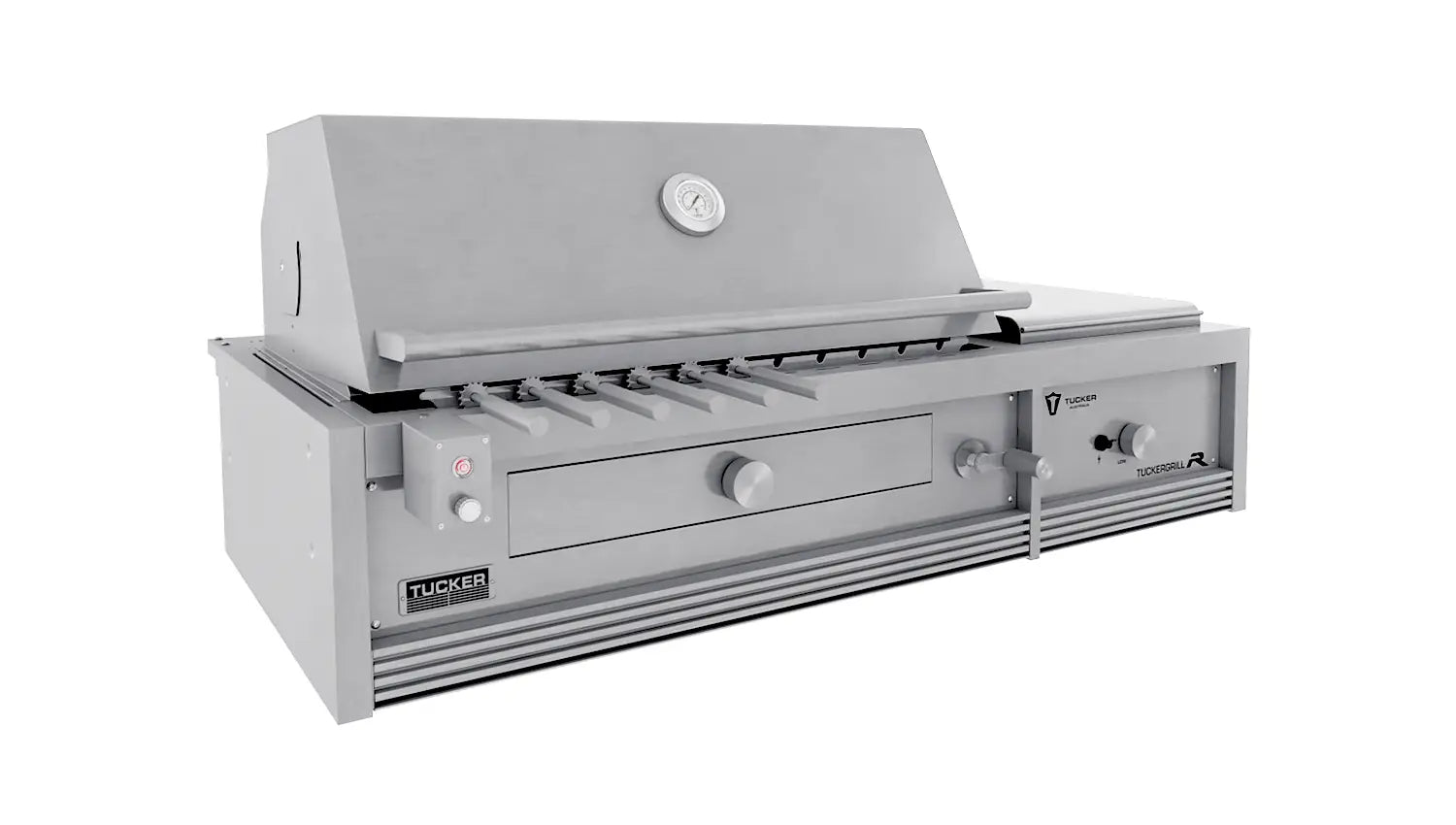 Tucker Charcoal Deluxe Pro Built-In BBQ Plus Wok Burner with Roasting Hood and Wok Hinged Lid
