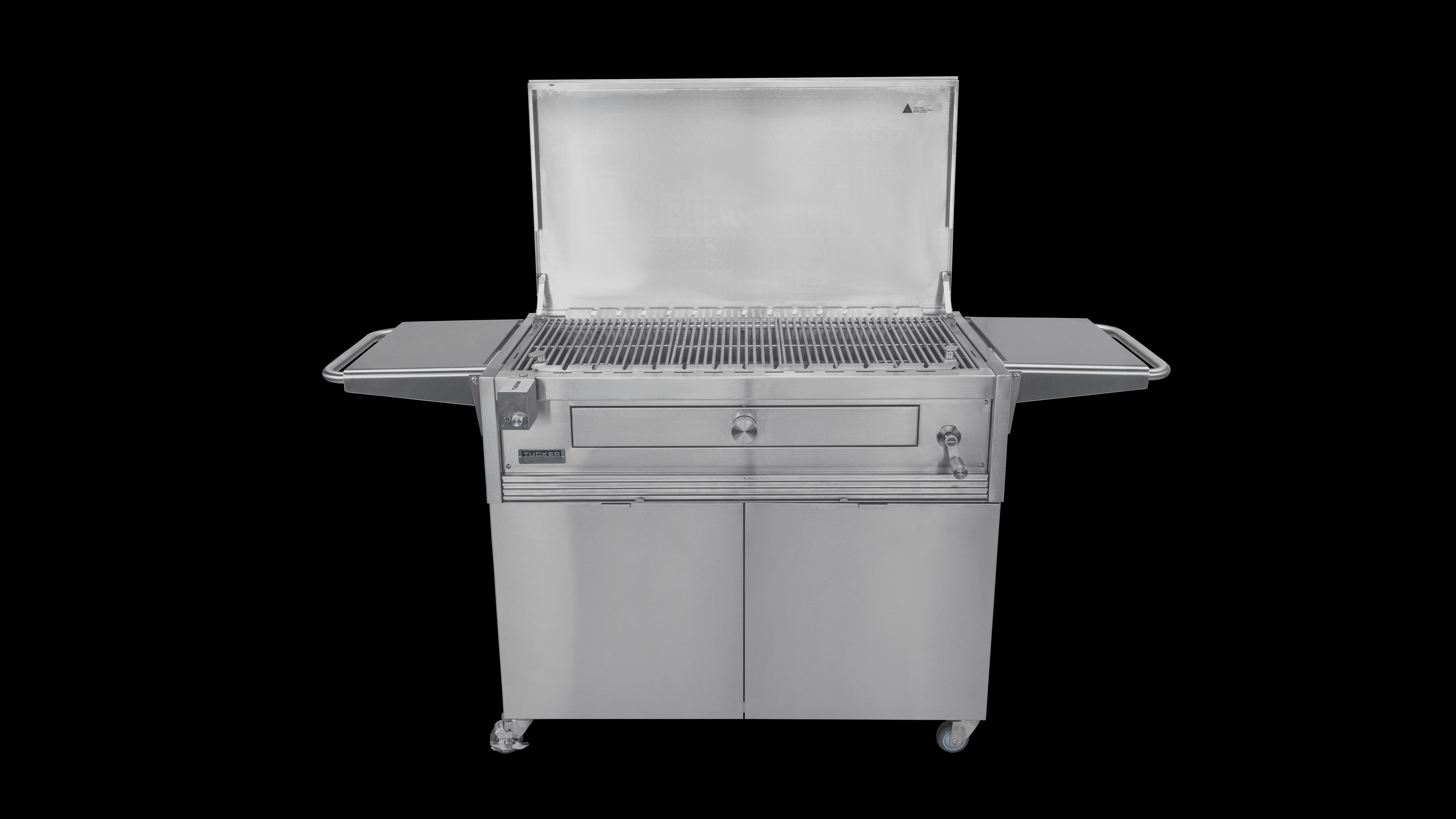 Tucker Charcoal Deluxe Pro XL BBQ on Cabinet with Hinged Flat Lid