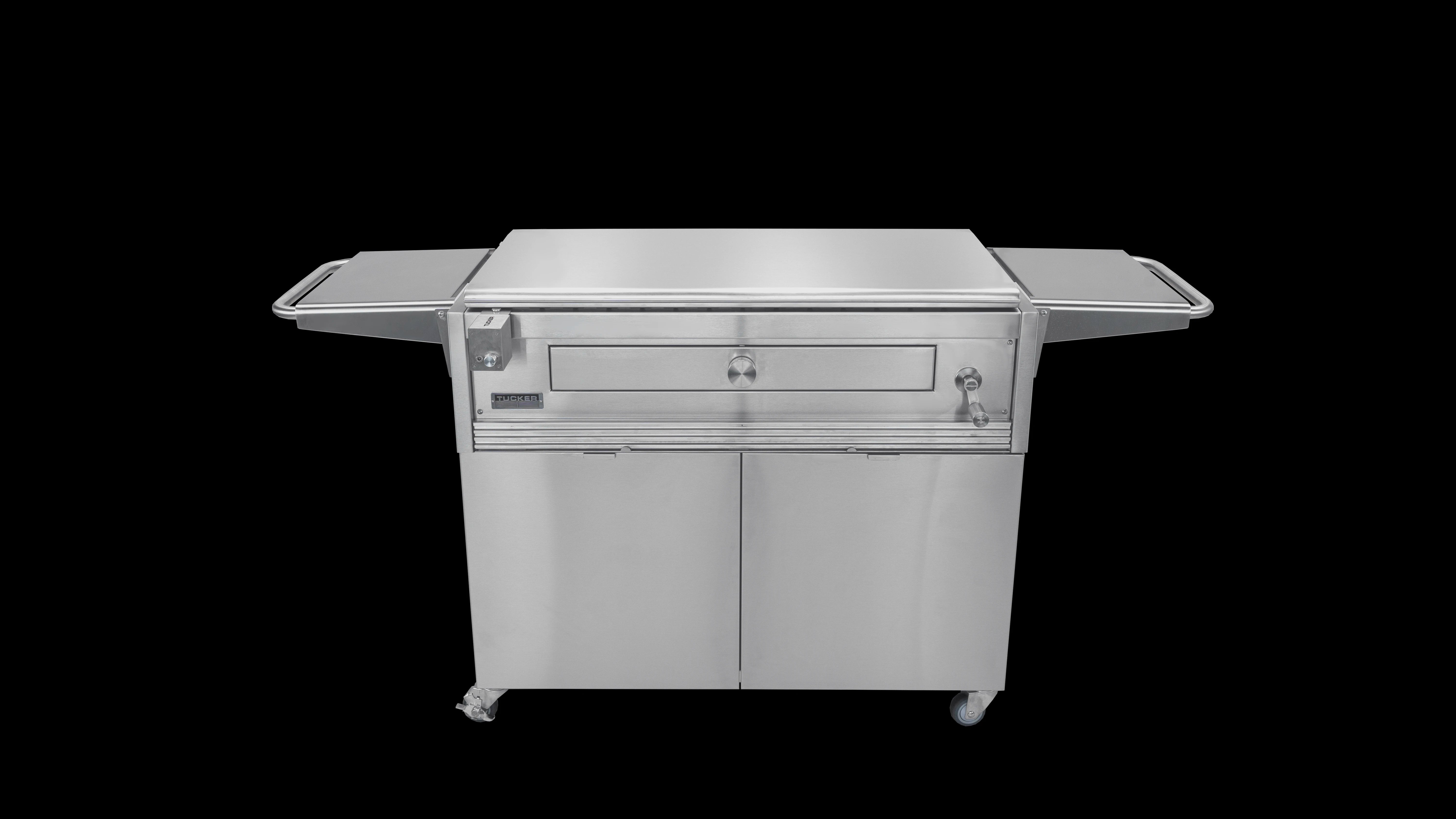 Tucker Charcoal Deluxe Pro XL BBQ on Cabinet with Hinged Flat Lid