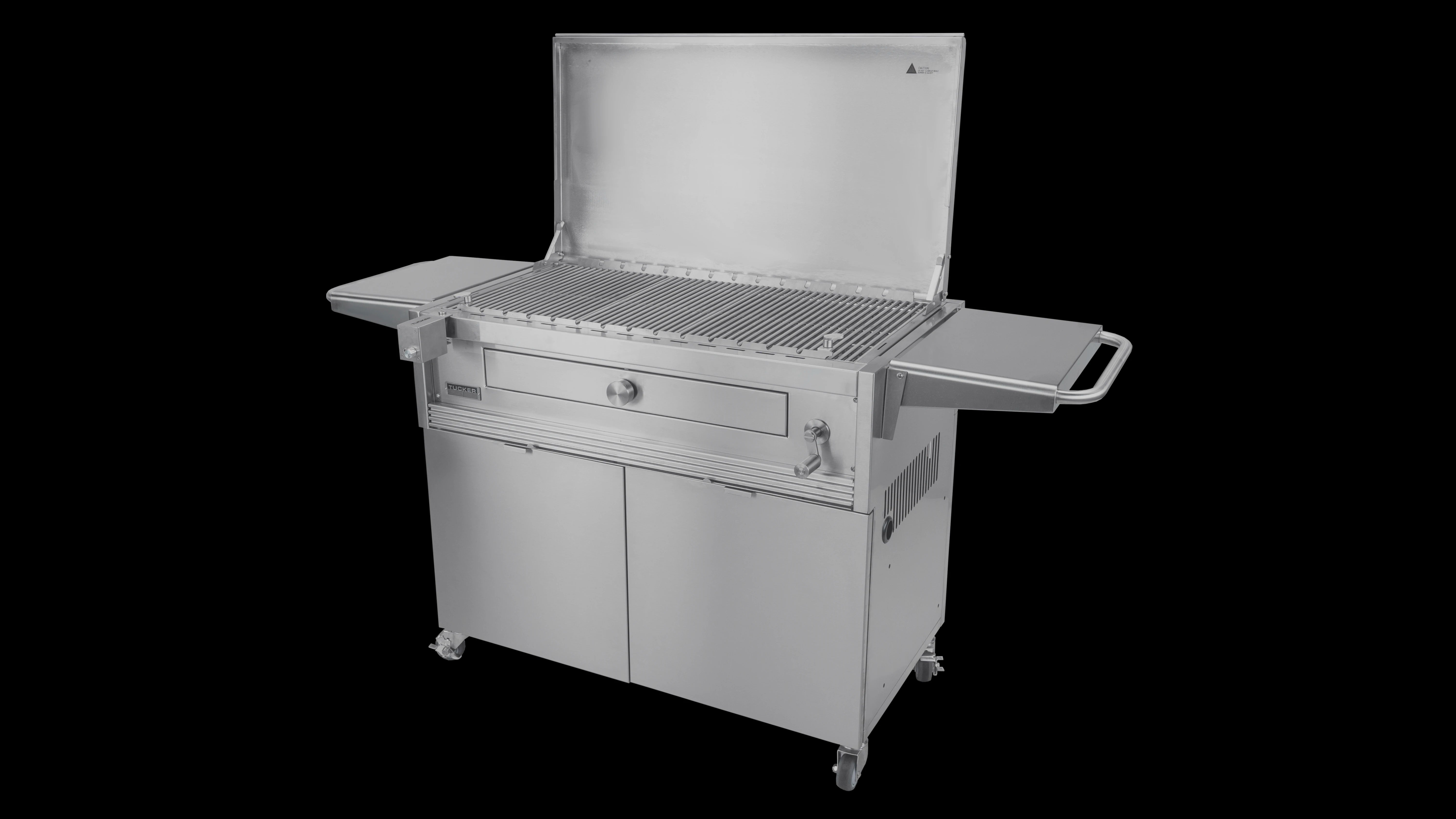 Tucker Charcoal Deluxe Pro XL BBQ on Cabinet with Hinged Flat Lid