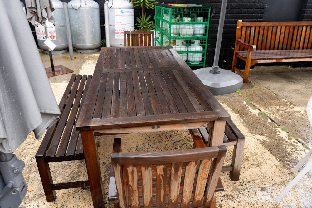Clearance Sale -  Table Dining Setting with 2 Panama Benches & 2 Flinder Chairs