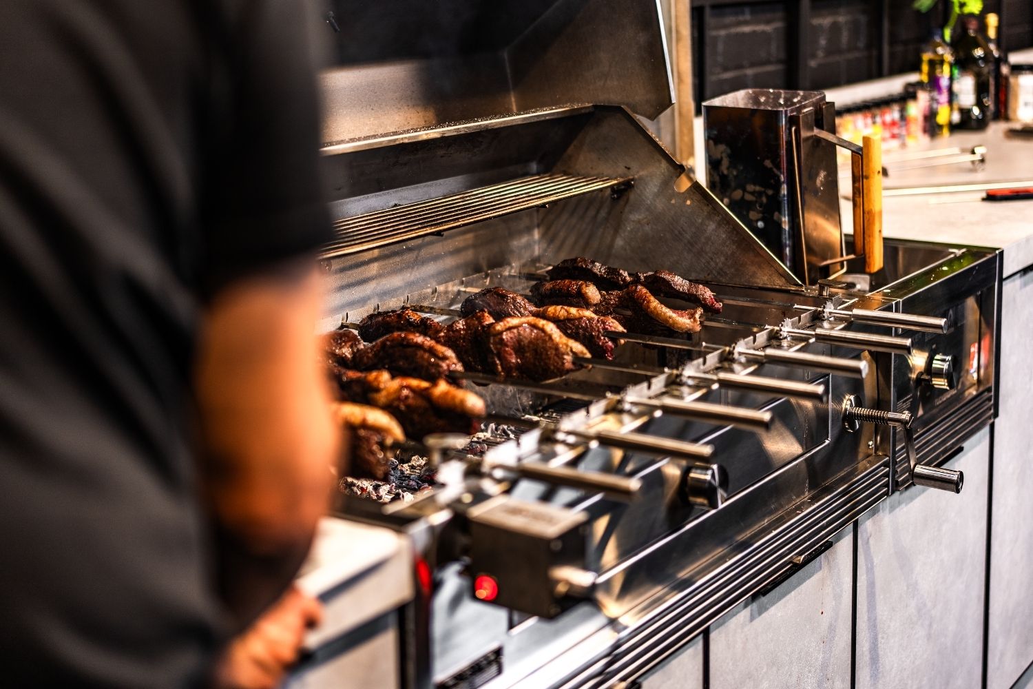 Cook Rump Cap on Tucker Charcoal Deluxe Pro XL Cypriot Grill