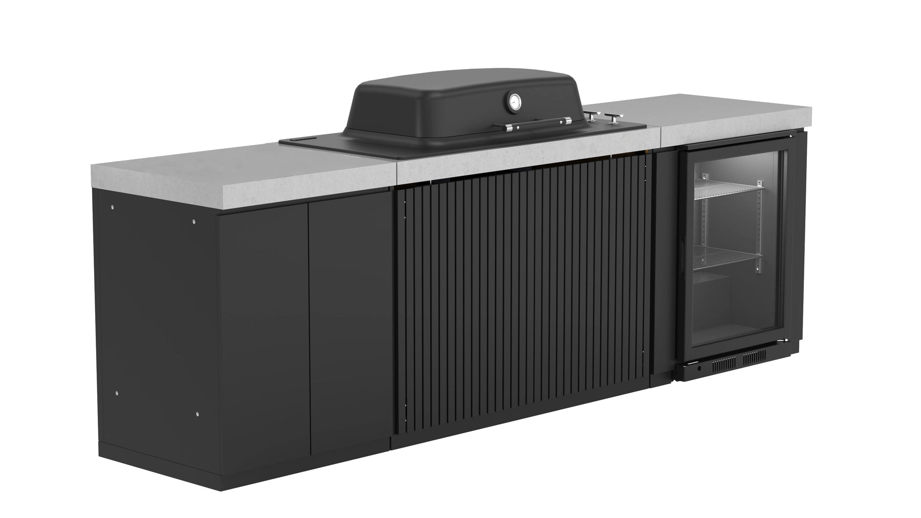 Everdure Seabreeze 3 Burner BBQ Black Modular Outdoor Kitchen with Double Door Storage & Beverage Cooler