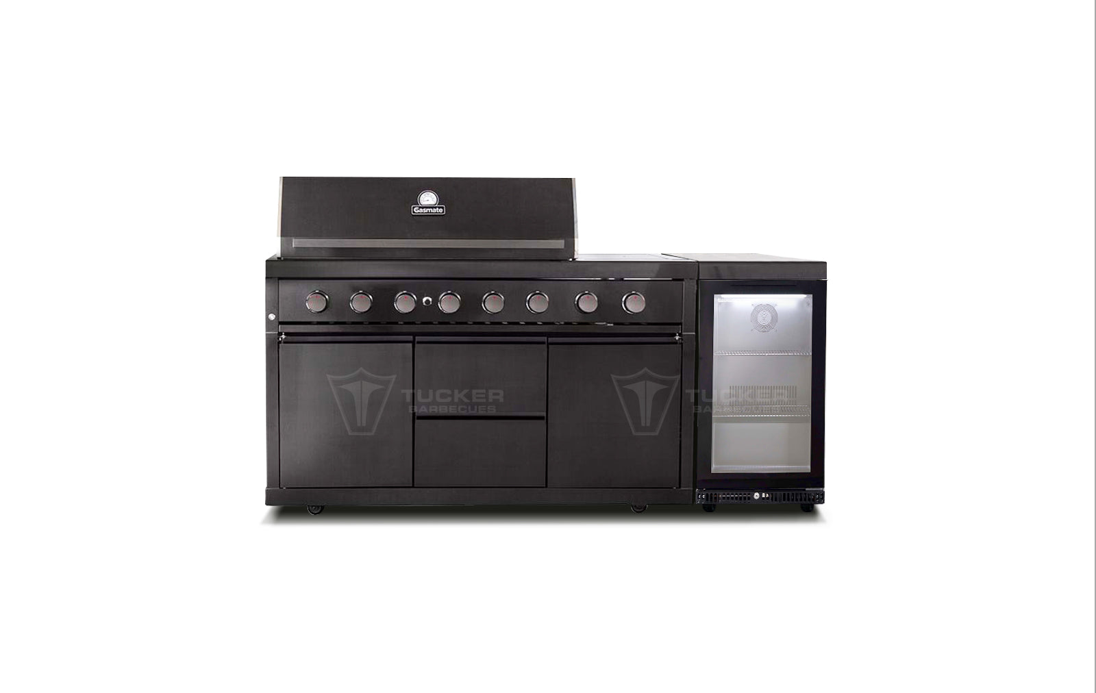 Gasmate Nova MK2 Graphite Outdoor Kitchen with 6 Burner BBQ and Single Door Fridge + Top