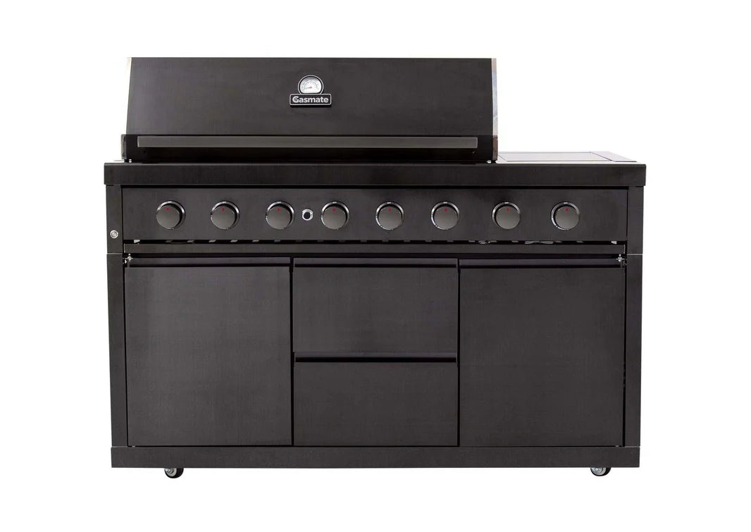 Gasmate Nova MK2 Graphite Outdoor Kitchen with 6 Burner BBQ and Single Door Fridge + Top