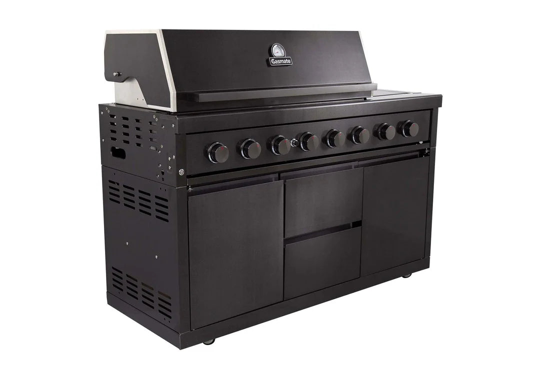 Gasmate Nova MK2 Graphite Outdoor Kitchen with 6 Burner BBQ and Single Door Fridge + Top