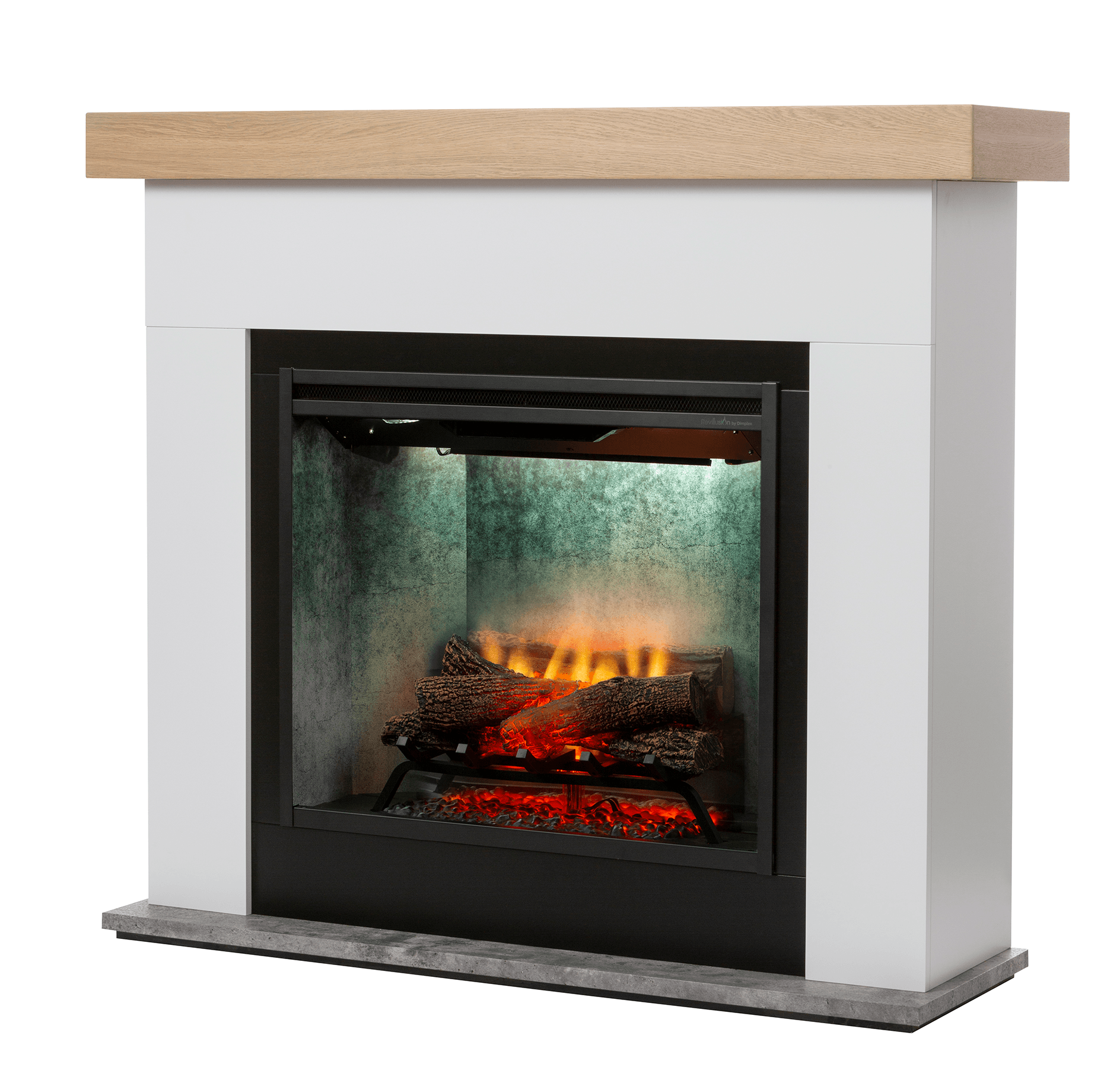 Dimplex 2kW Huxley Mantle with 30 Revillusion Firebox with Concrete Finish