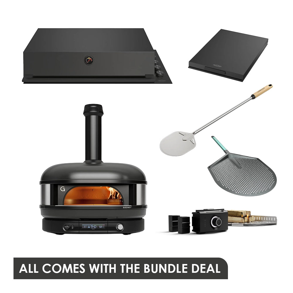 Beefeater Proline 6 Burner BBQ and Side Burner with Monument Finish and Gozney Dome Black Pizza Oven Package