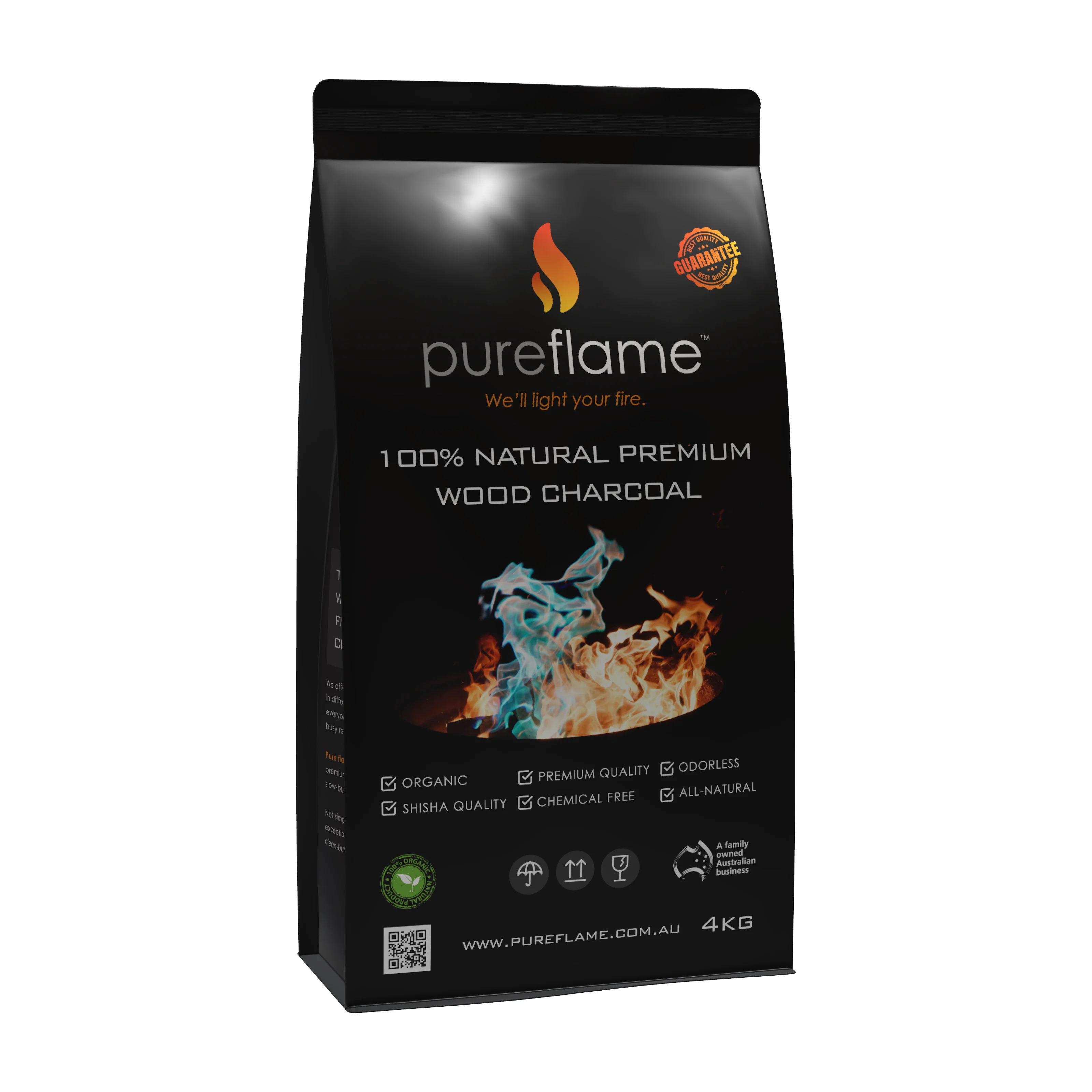Pure Flame South African Charcoal - 4kg Bag (20-50mm chips and chunks) - Tucker Barbecues