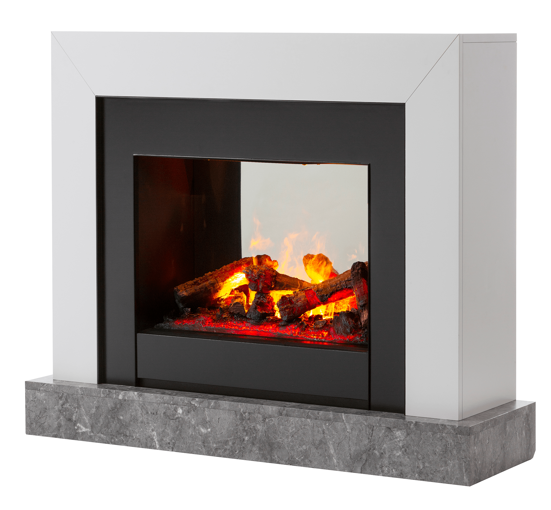 Dimplex 2Kw Ravel Optimyst 3D Electric Fire with Satin White & Black Finish with Concrete Base Effect