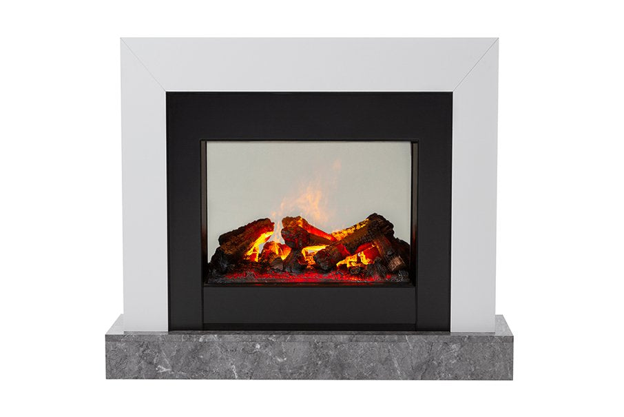 Dimplex 2Kw Ravel Optimyst 3D Electric Fire with Satin White & Black Finish with Concrete Base Effect
