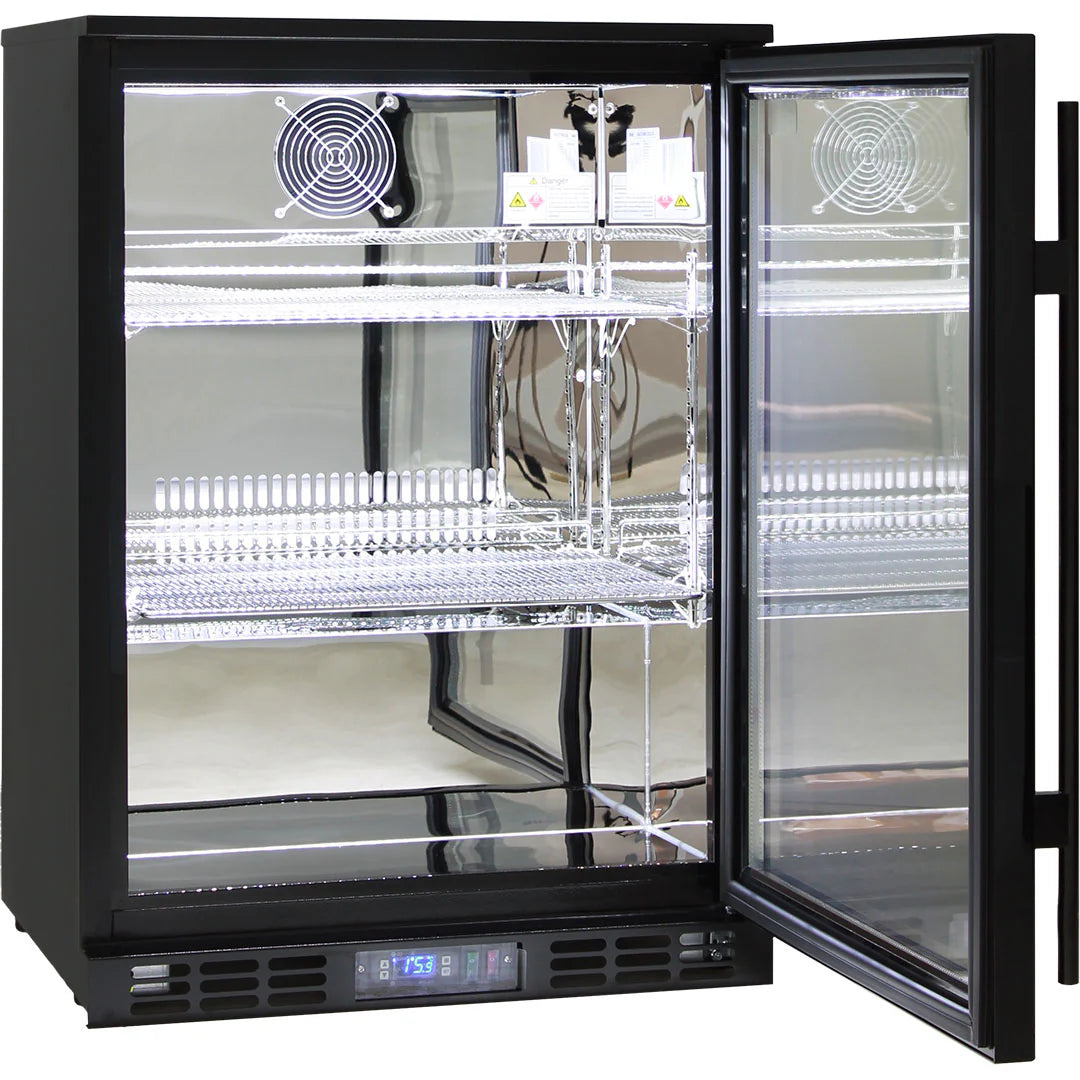 Rhino Black 1 Heated Glass Door Bar Fridge With Brand Parts And Low Energy Consumption - SG1L-B-HD / SG1R-B-HD