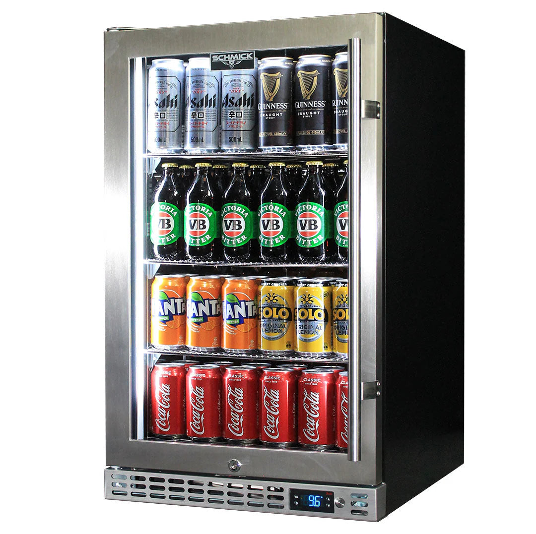 Schmick Quiet Front Venting Under Bench Heated Single Glass Door Bar Fridge - SK126-HD