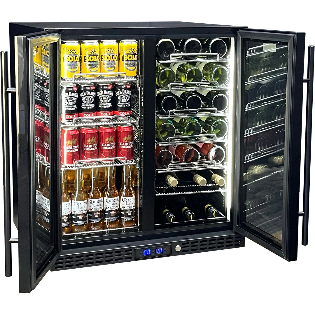 Schmick Under Bench Beer And Wine Dual Zone Bar Fridge - Model SK198D-B-HD