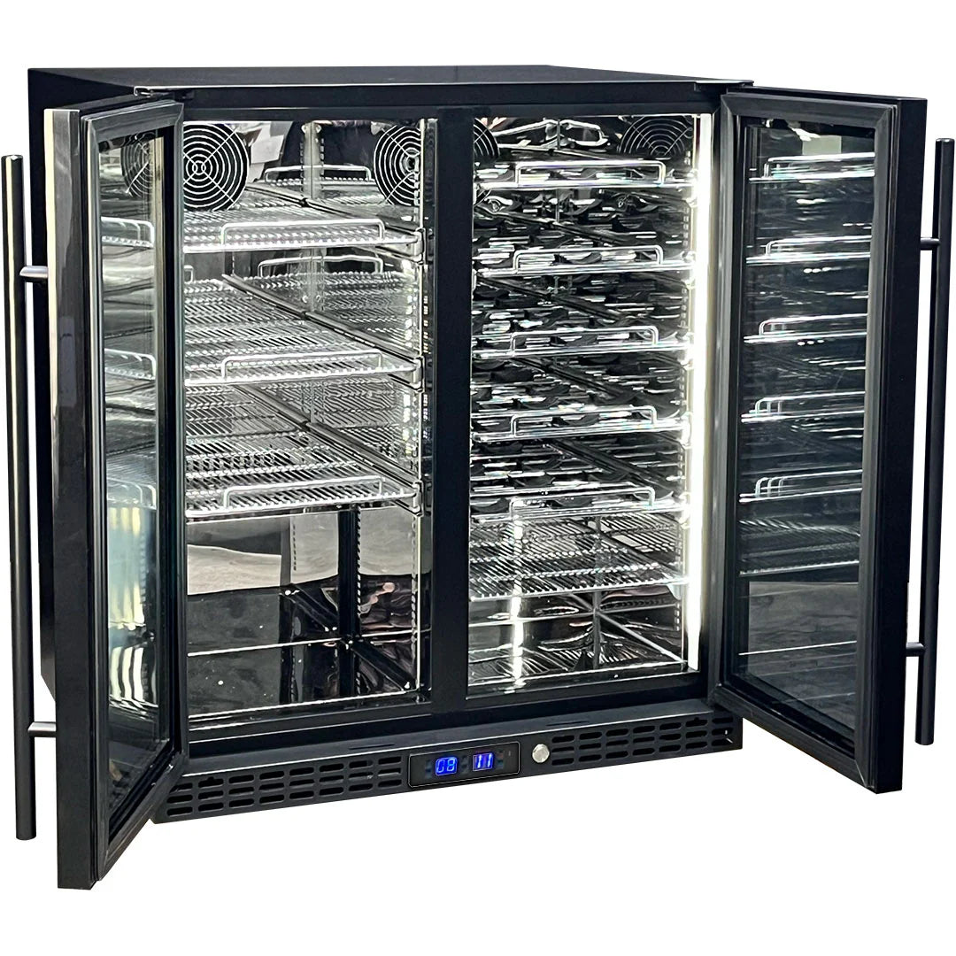 Schmick Under Bench Beer And Wine Dual Zone Bar Fridge - Model SK198D-B-HD
