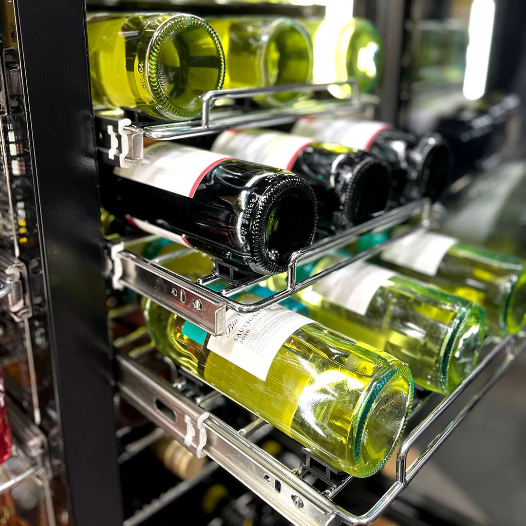 Schmick Under Bench Beer And Wine Dual Zone Stainless Steel Heated Glass Bar Fridge - SK198D-HD - Tucker Barbecues