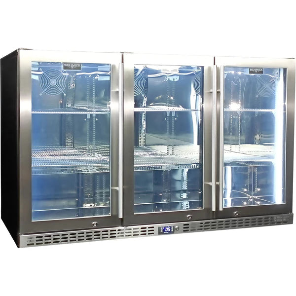 Schmick Quiet Glass 3 Door Stainless Steel Bar Fridge - SK386-SS
