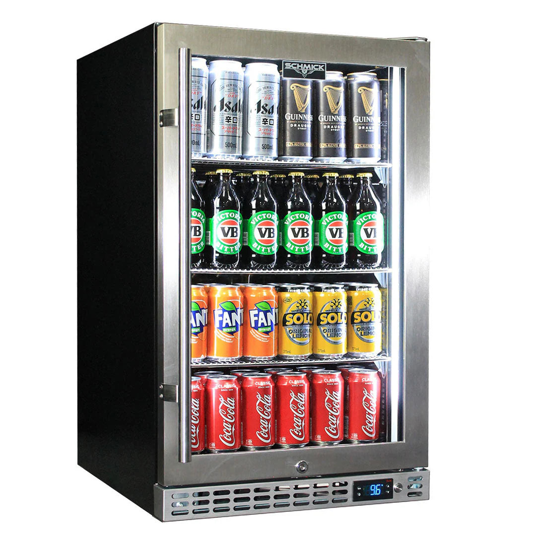 Schmick Quiet Running Front Venting Under Bench Black Glass Door Bar Fridge Heated Glass - SK126R-B-HD / SK126L-B-HD