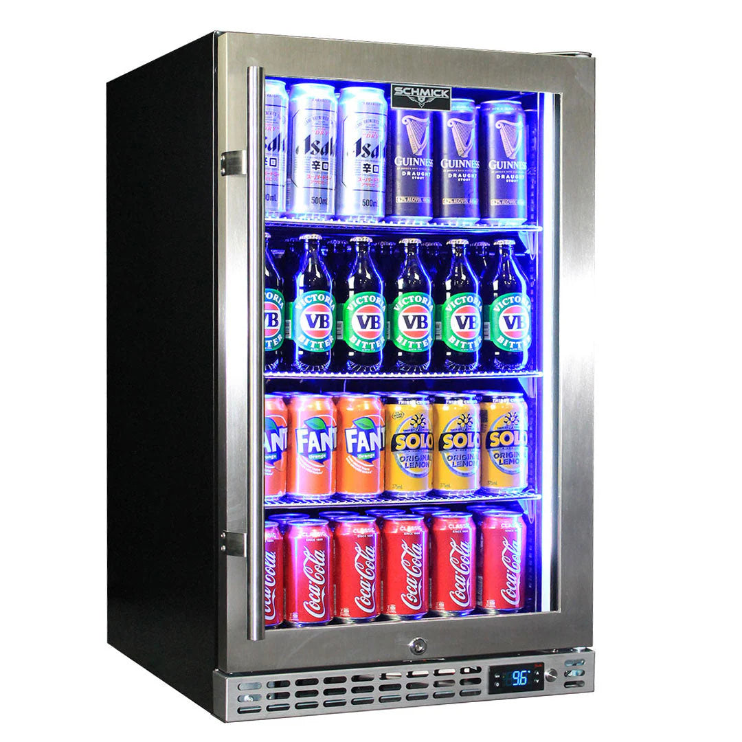 Schmick Quiet Running Front Venting Under Bench Heated Glass Door Bar Fridge Model - SK116L-B-HD / SK116R-B-HD