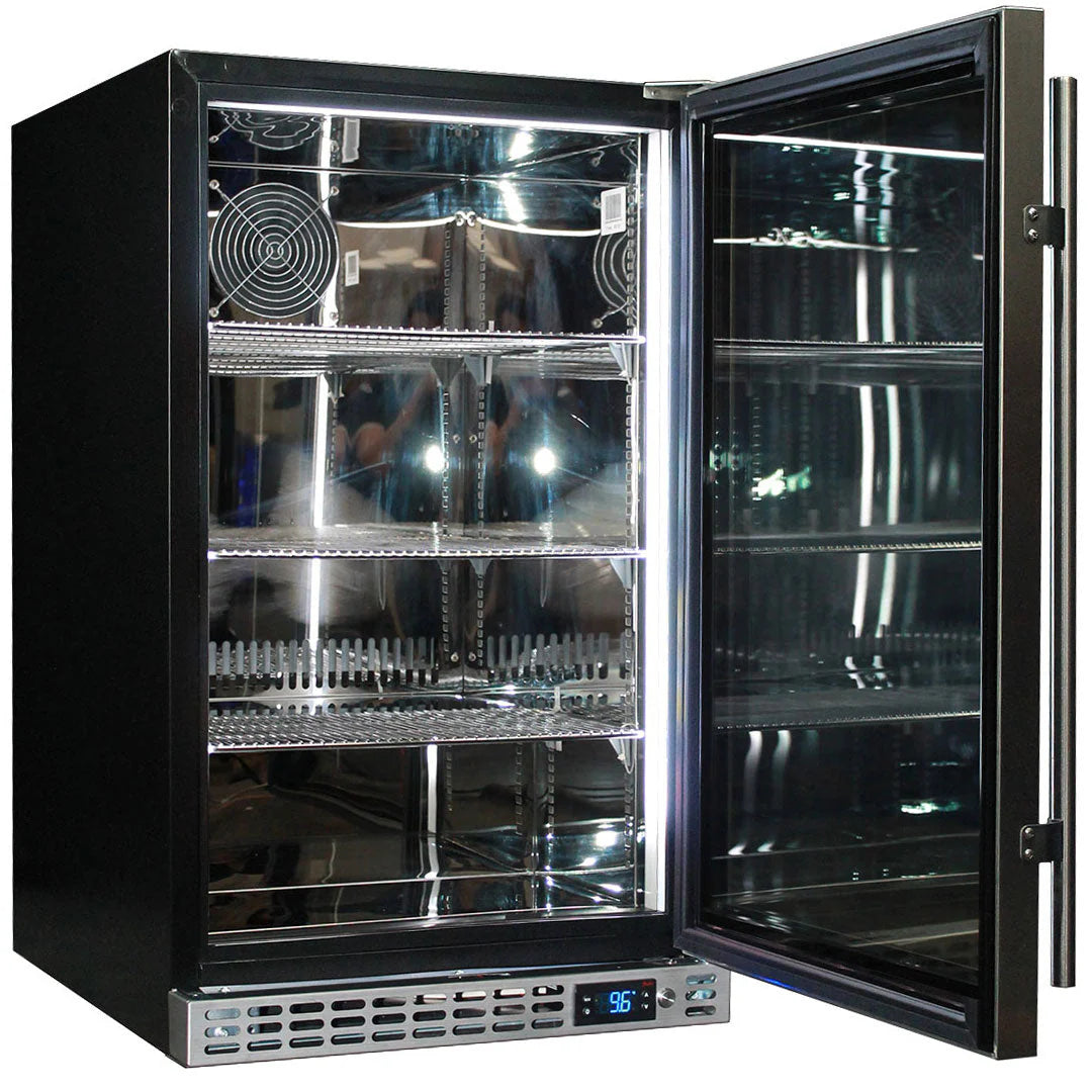 Schmick Black Quiet Front Venting Under Bench Heated Glass Door Bar Fridge - SK146L-B-HD / SK146R-B-HD
