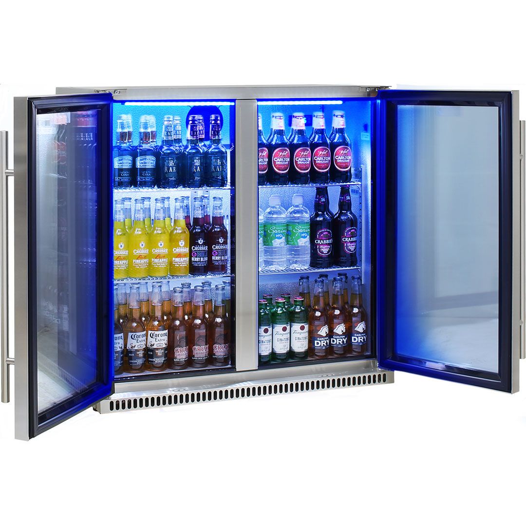 Schmick Stainless Bar Fridge 2 Door With Heated Glass and Triple Glazing - SK190-SS
