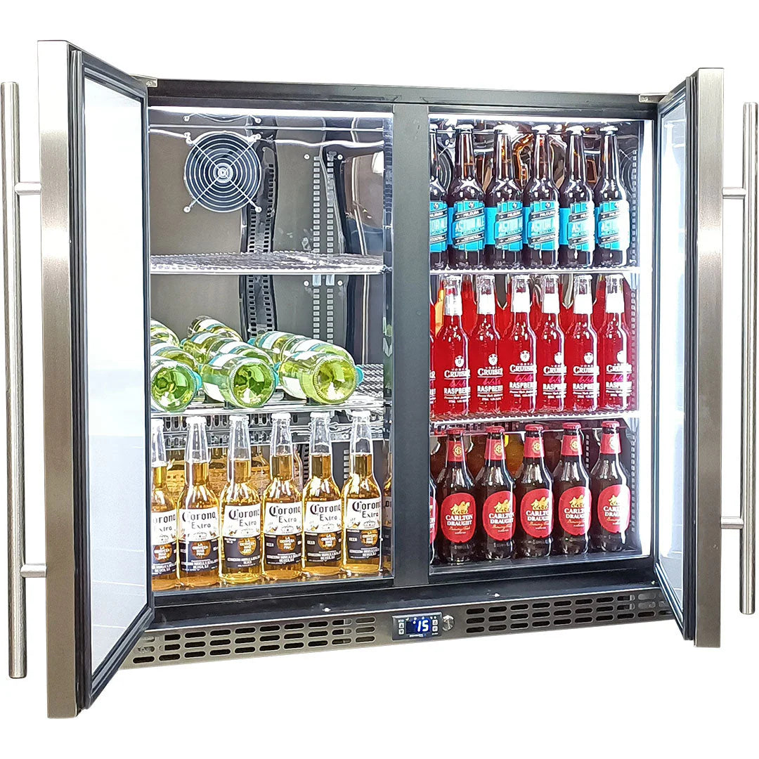 Schmick Twin Door Quiet Running Solid Stainless Door Energy Efficient Bar Fridge - SK246-SD