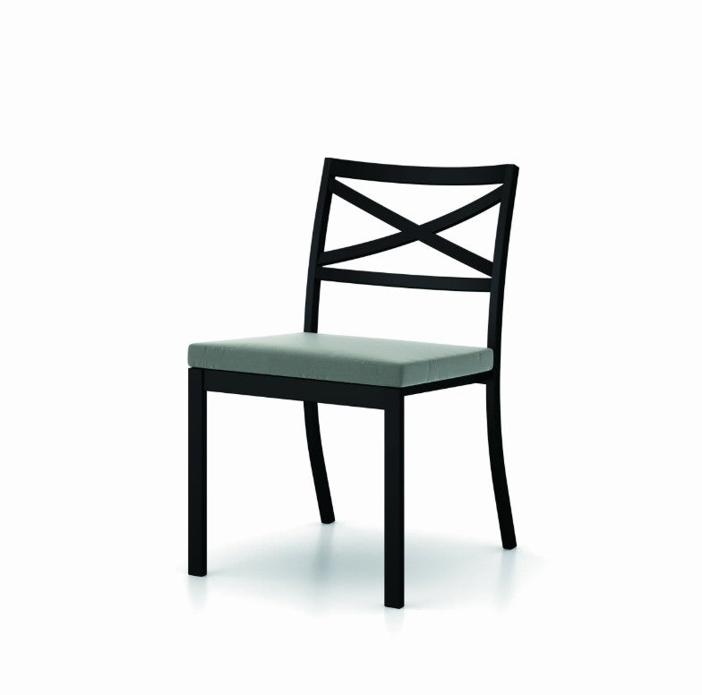 Shelta Bridgeport Armless Aluminium Dining Chair - Black Frame / Boulder Cushion