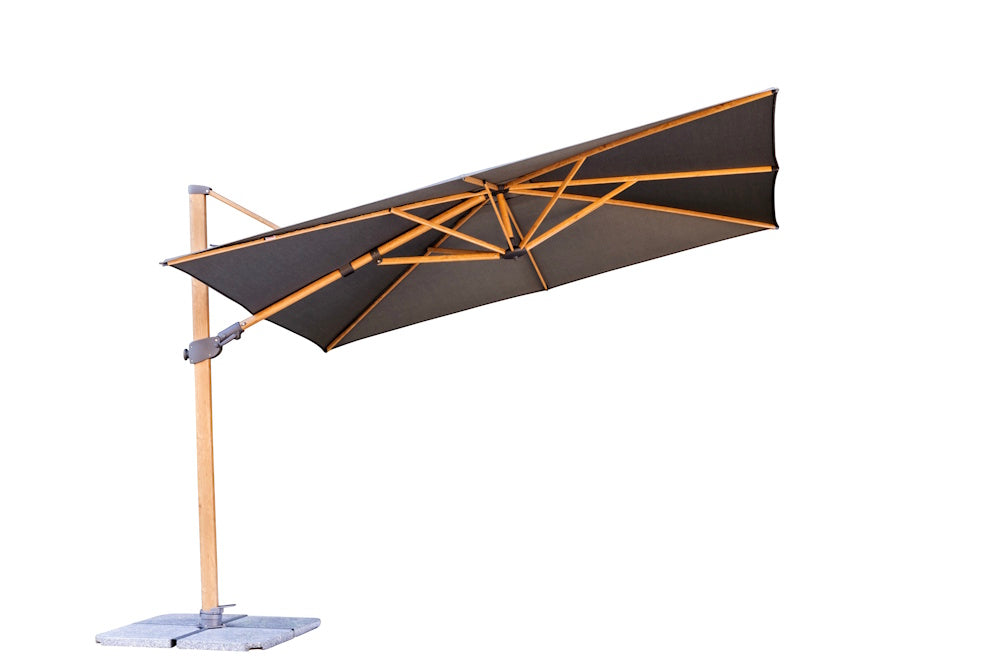 Shelta Capella 300cm Square Charcoal Ridge Cantilever Umbrella