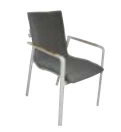 Shelta Diamond Sunbrella Padded Aluminium Dining Chair with Teak Armrests