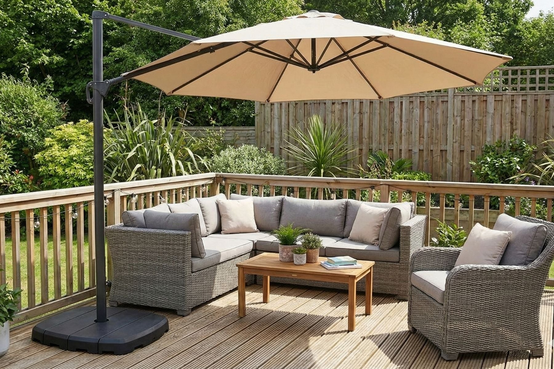Shelta Eden 300cm Sandstone Texture Octagonal Cantilever Umbrella with