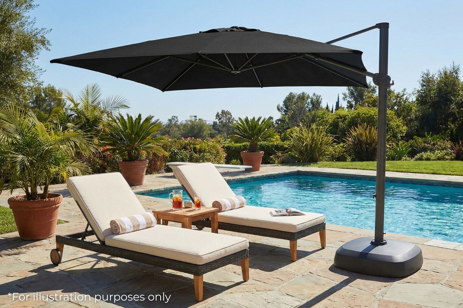 Shelta Ravello 300cm Square Olefin Cantilever Umbrella