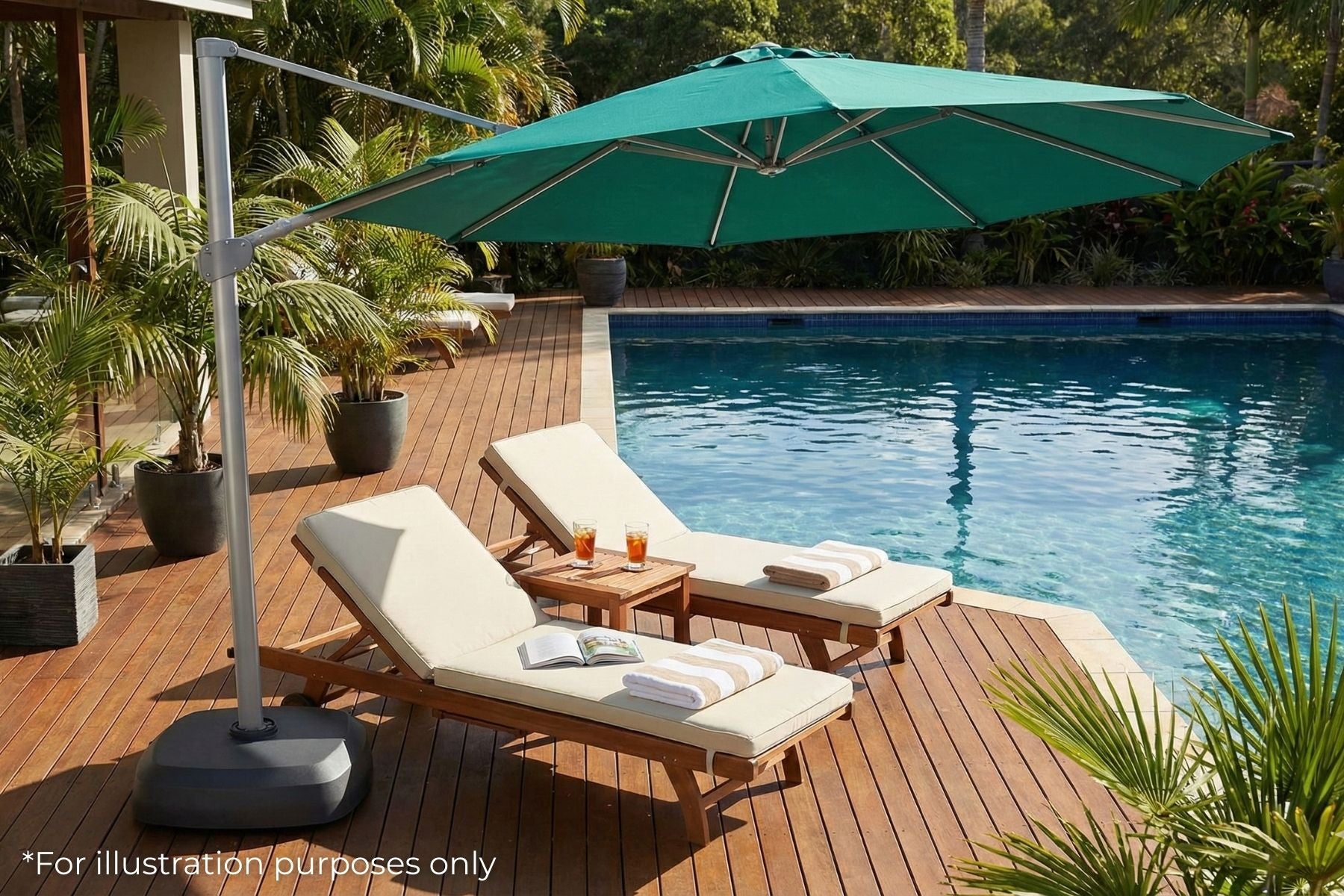 Shelta Ravello 350cm Octagonal Olefin Cantilever Umbrella - Aqua