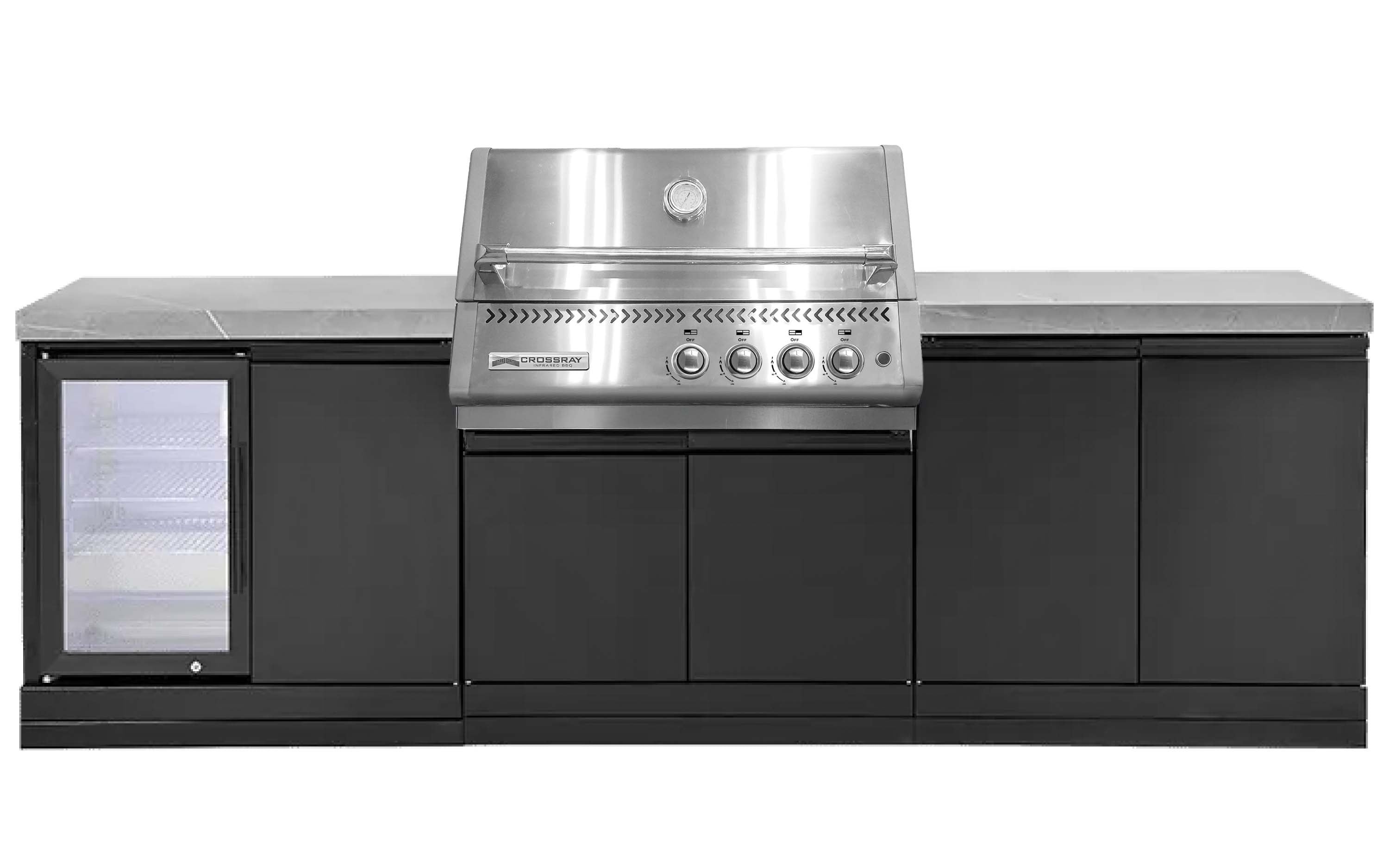 Crossray Premium Xplor Grey Outdoor Kitchen with 4 Burner BBQ - Tucker Barbecues