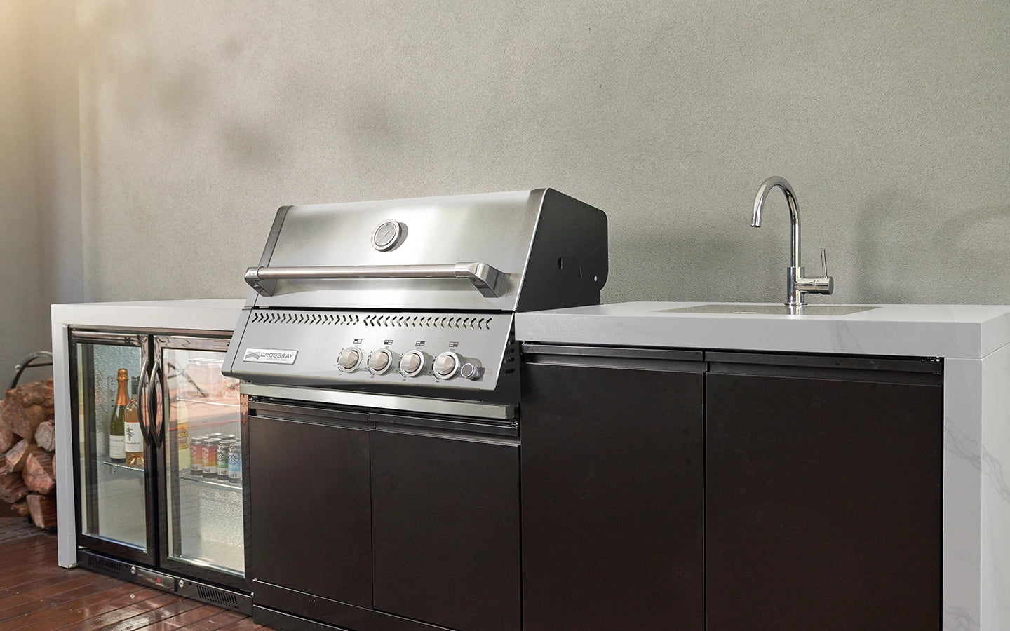 Crossray Premium Xplor White Outdoor Kitchen with 4 Burner BBQ - Tucker Barbecues